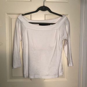 white off the shoulder shirt